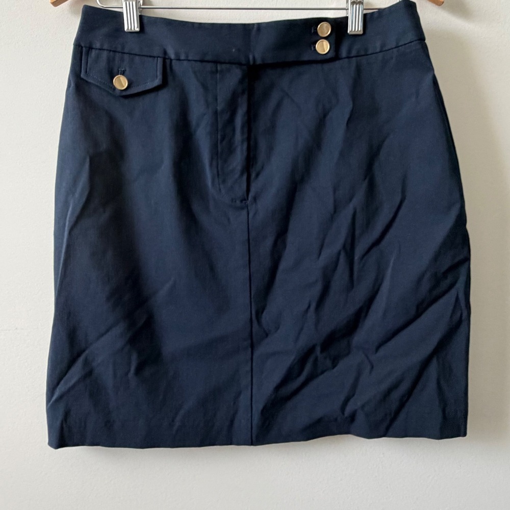 J.McLaughlin Navy Blue Gold Button Mini Skirt Womens Size 6 Nautical Preppy